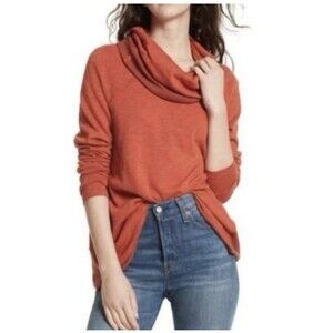 Free People Beach Cocoon Cowl Neck Tunic Orange Size Small Boho Comfort Casual